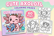 Cute Axolotl Coloring Pages, an Animal Illustration by Inkivelle Studio (Thumbnail 1 of 3)