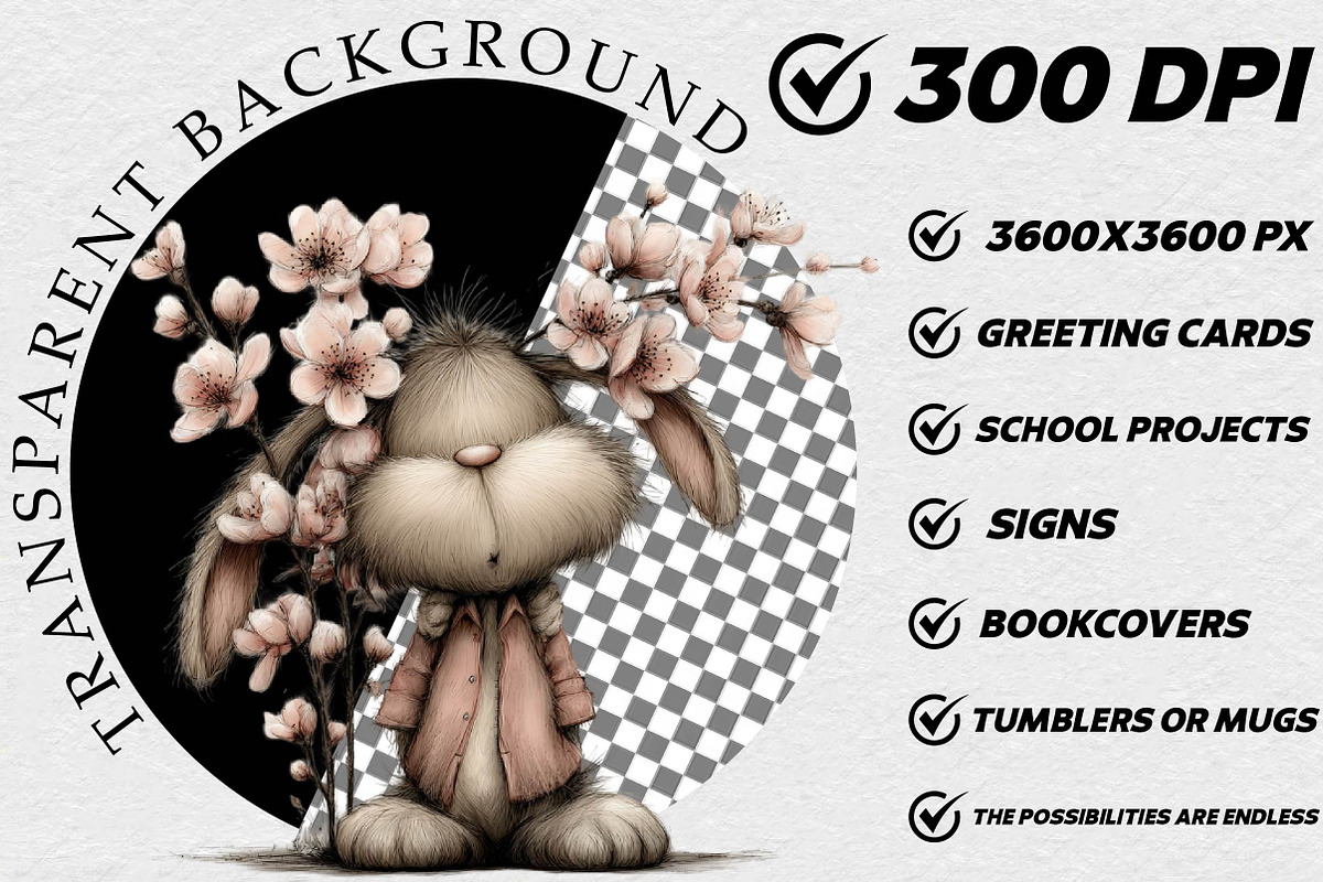 Whimsical Easter Bunny Clipart, an Illustration by DreamCafeArt (Photo 2 of 6)