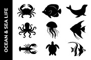 Ocean & Sea Life Silhouette Bundle, an Object Graphic by nandinigraphics (Thumbnail 1 of 3)
