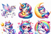 Cute Magical Unicorn Clipart, an Illustration by Craft Nest (Thumbnail 3 of 6)