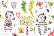 Watercolor nursery cute Zebra friend, an Animal Illustration by UlitkaStudio (Thumbnail 3 of 11)