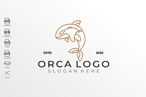 Lineart Geometric Orca Logo