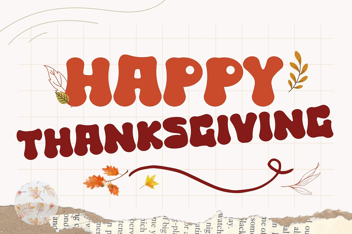 Thanksgiving is a retro Groovy font, a Handwritten Font by Brown Cupple (Photo 2 of 8)