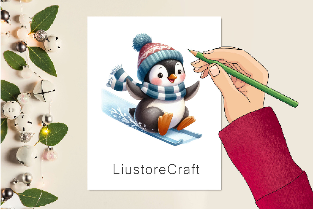 Watercolor Ice Penguin Clipart PNG, a Work Illustration by Dream Creation (Photo 2 of 6)