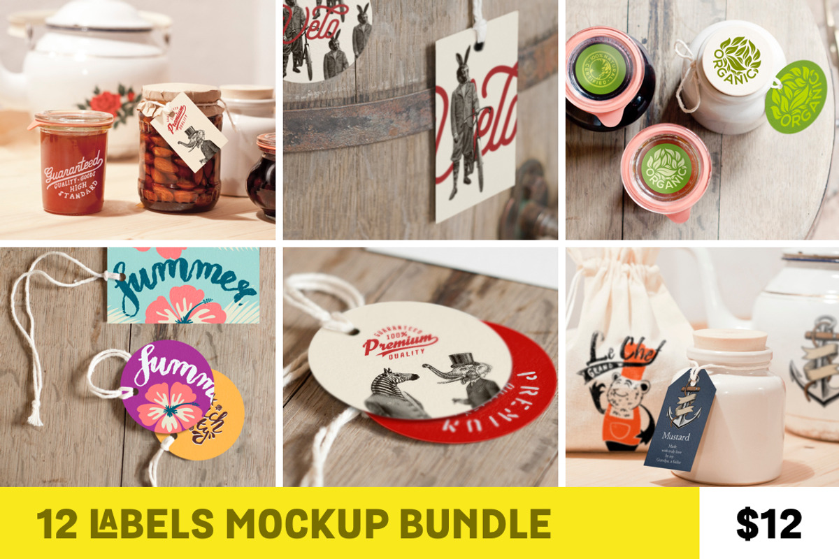 12 Labels Mockup Bundle, a Household Mockup by Little Jimi Shop (Photo 12 of 12)