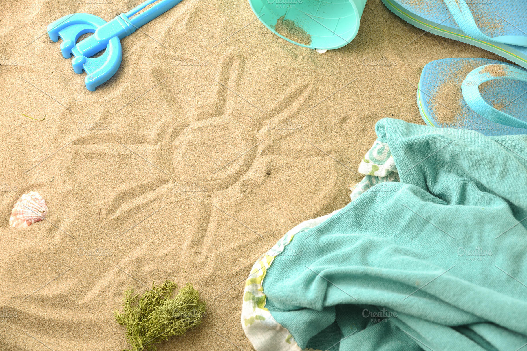 Sun Drawing on Sandy Beach, a Holiday Photo by Davizro's Market