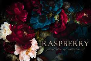 Raspberry Floral Clip Art Collection