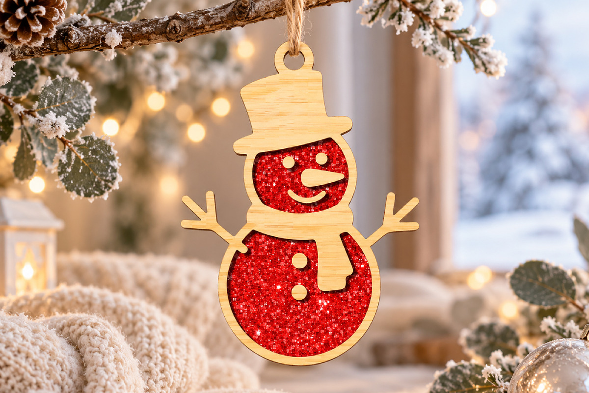 Snowman Christmas Ornament Laser Cut, an Object Graphic by DreamCafeArt (Photo 2 of 3)
