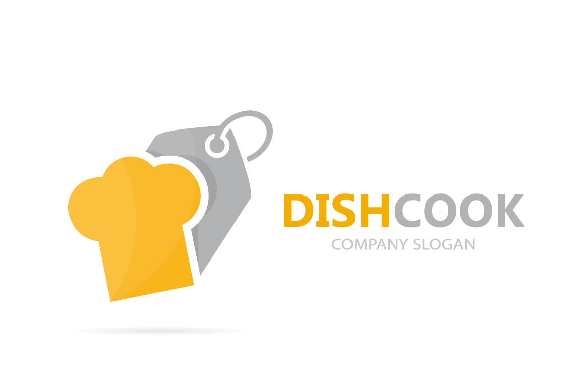 Vector of chef hat and tag logo combination. Kitchen and shop symbol or ...