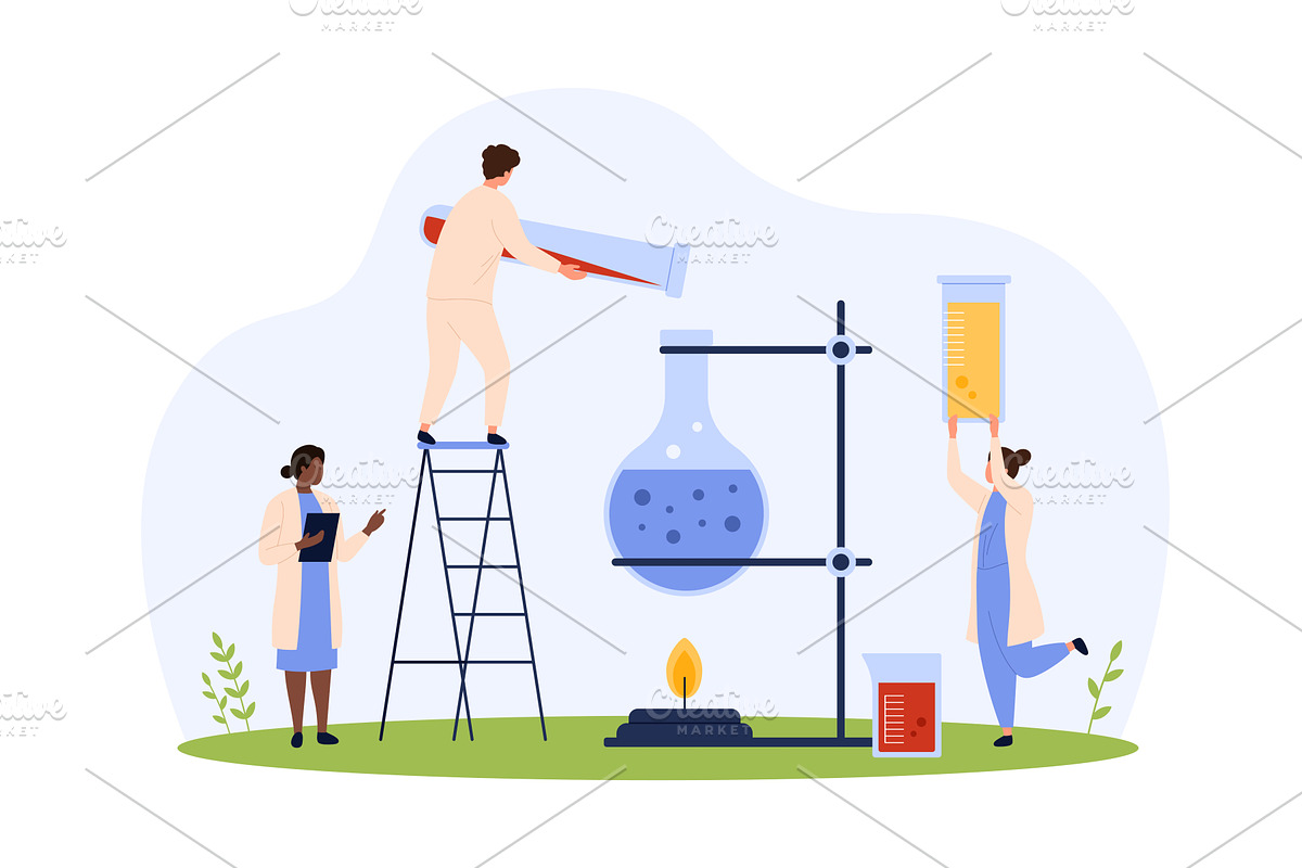 Chemical laboratory experiment in, an Illustration by Flashvector