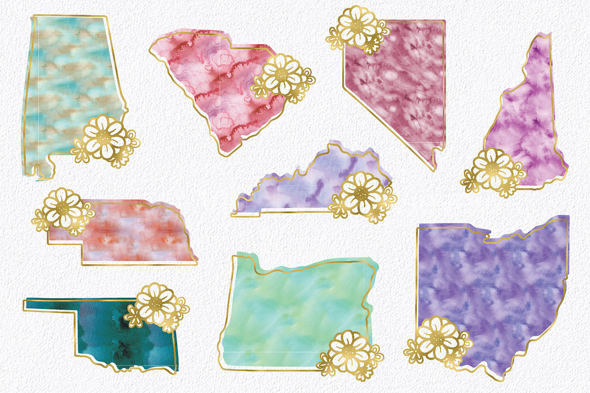 50 States Sublimation Clipart Bundle, an Illustration by OldMarket Designs (Photo 6 of 12)