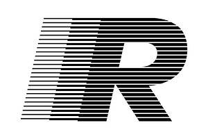 Letter R speed motion lines logo