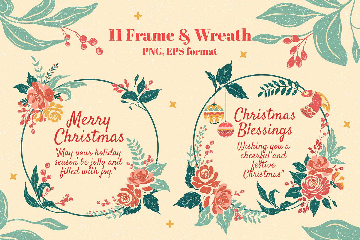 Retro Christmas Joy Assets, a Decorative Illustration by Papatongartist (Photo 6 of 9)