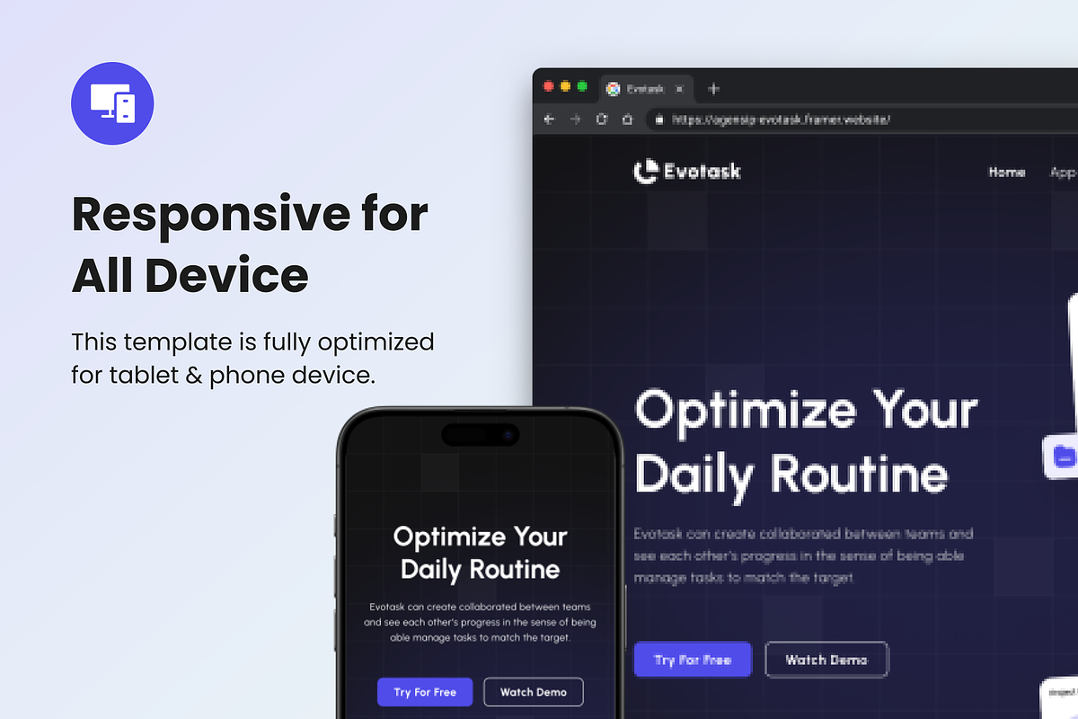 Evotask - Framer Template, a Landing Page Template by Agensip Design Agency (Photo 5 of 10)