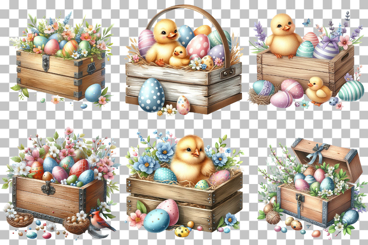 Wooden Easter Eggs Box Clipart, an Illustration by DreamCafeArt (Photo 3 of 6)