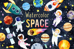 Outer Space clipart Solar System set
