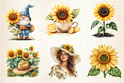 Watercolor Summer Sunflower Clipart, an Illustration by Dream Creation (Thumbnail 3 of 6)