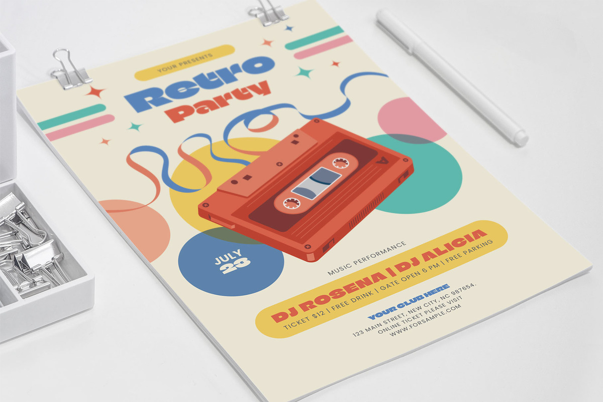 Retro Party Cassette, a Flyer Template by Me55enjah Design (Photo 4 of 4)