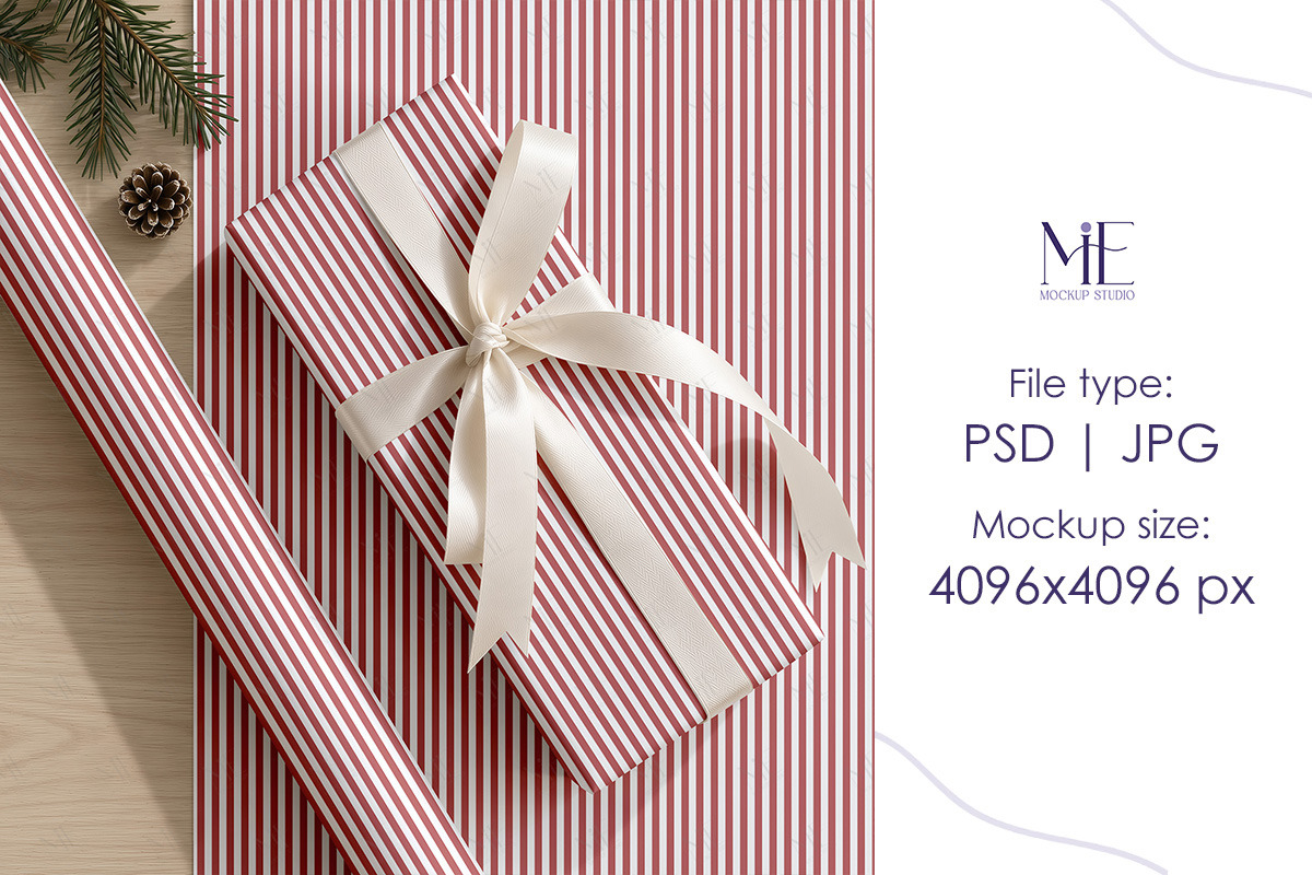 Set Christmas Wrapping Paper Mockup, a Packaging Mockup by Mie Mockup Studio (Photo 6 of 7)