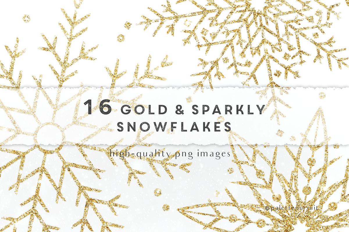 Gold glitter snowflakes clip art, an Object Graphic by Palette Pursuit (Photo 1 of 4)