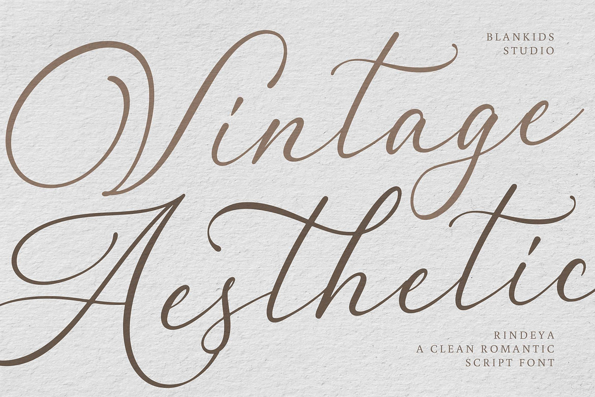 Rindeya a Clean Romantic Script Font, a Script Font by Blankids Studio (Photo 2 of 9)