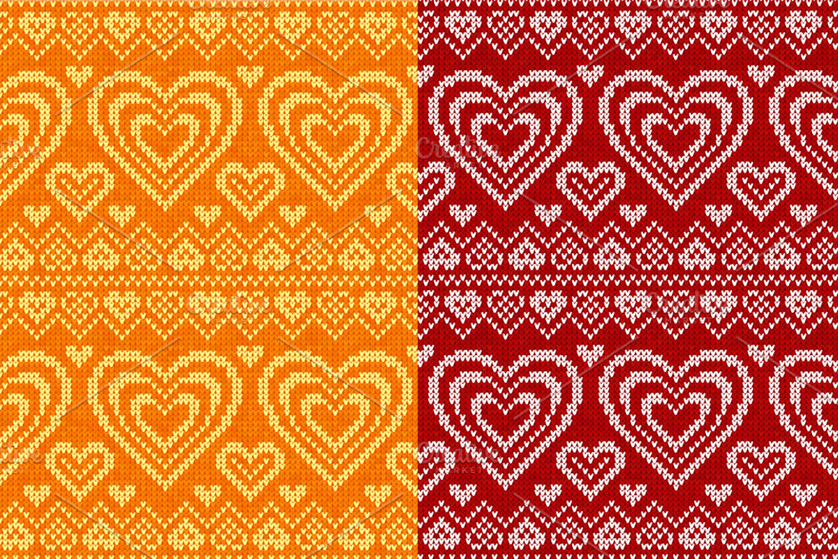 10 knitted hearts seamless patterns preview 2