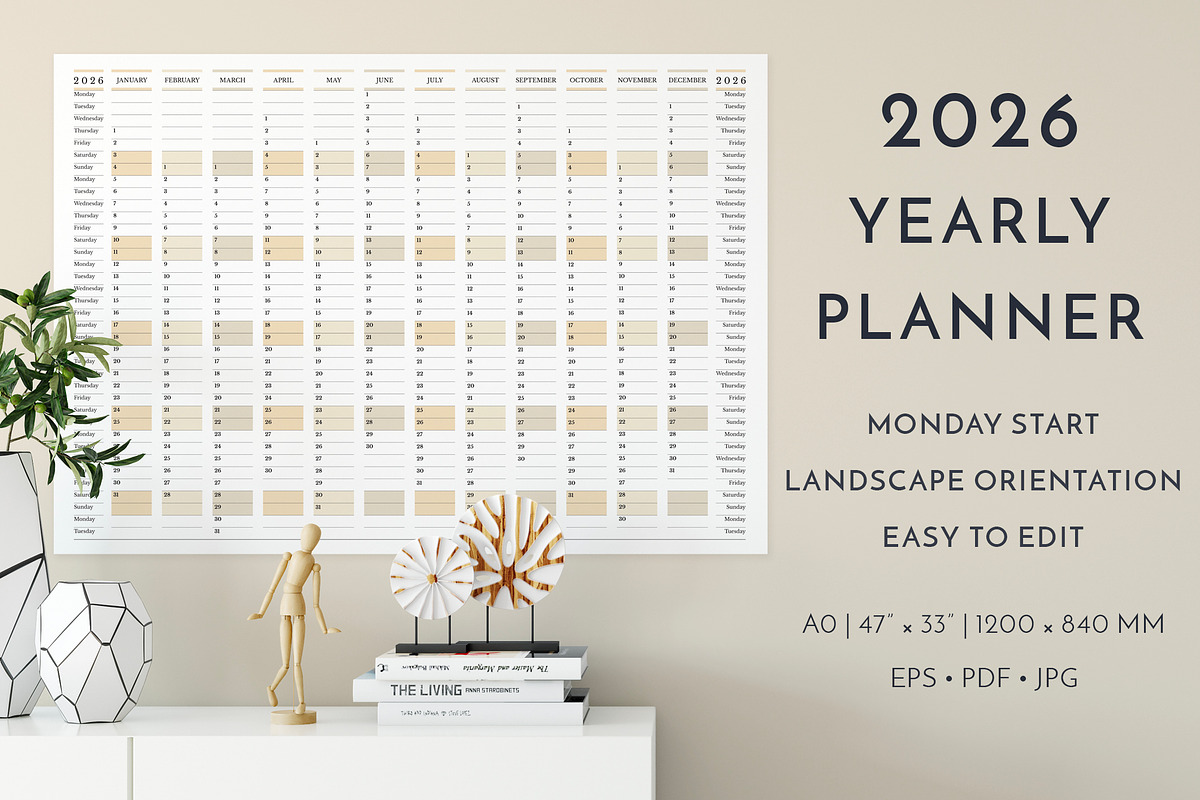 2026 Yearly Planner Monday Start L preview 2