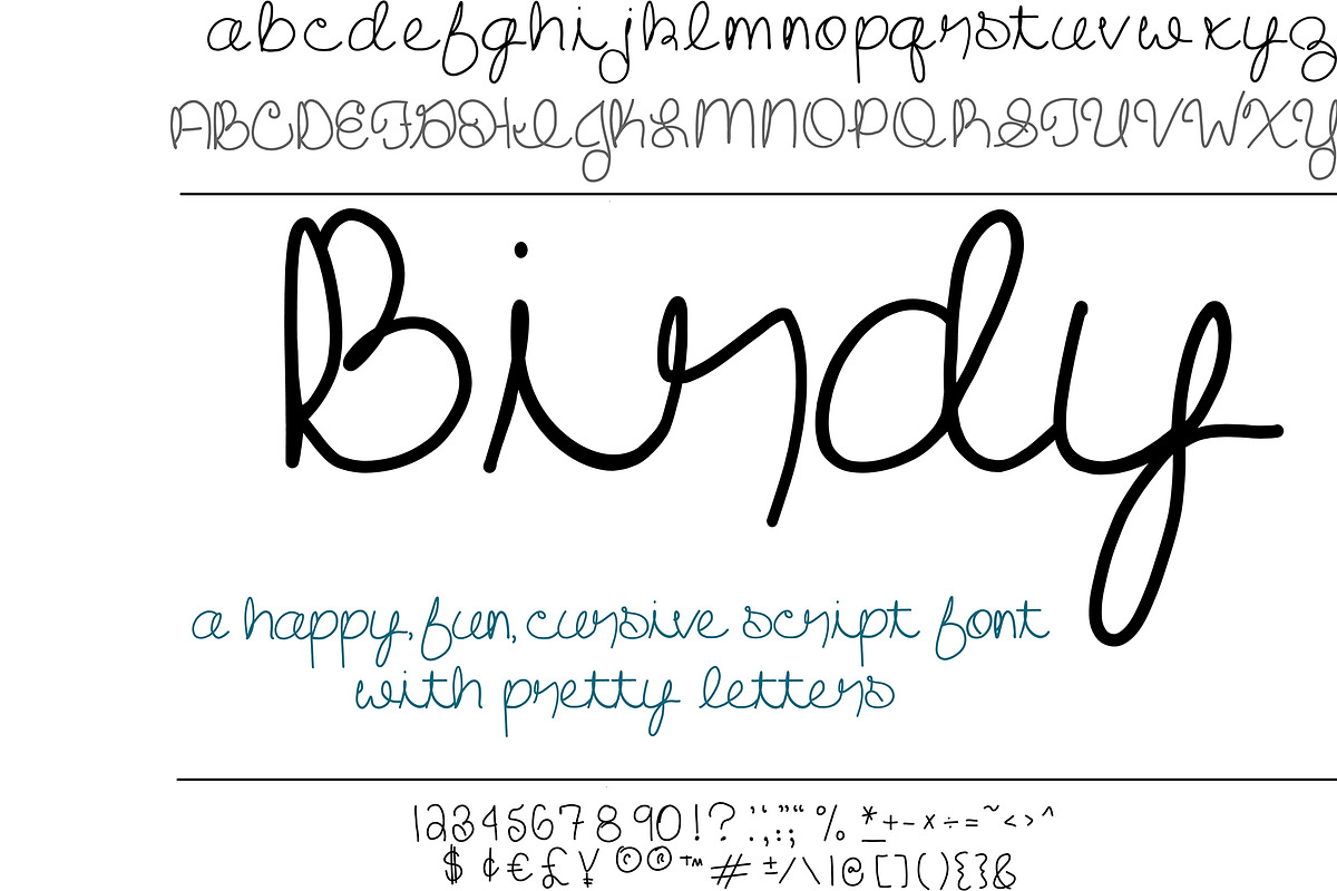 Font Birdy Cursive Script Fun Cute, a Script Font by PageLightStudios (Photo 2 of 5)