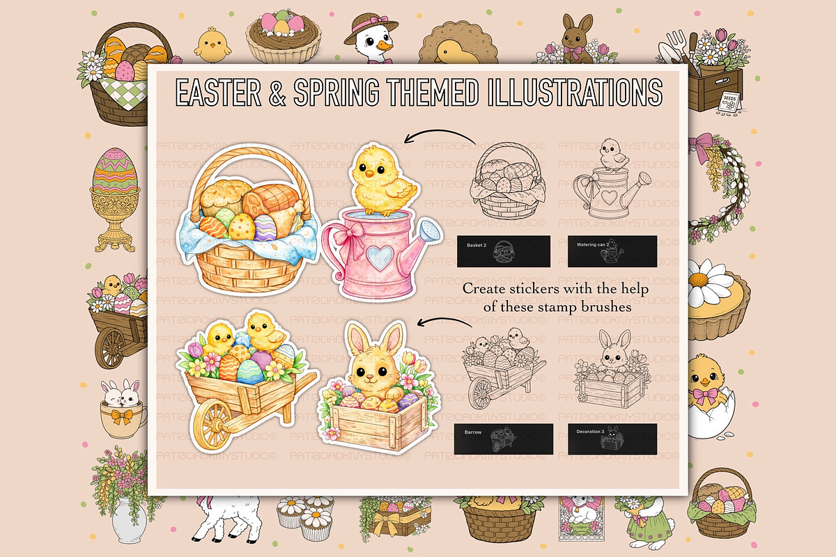 Procreate Easter and Spring brushes, a Brush Add-On by PDknyStudio (Photo 5 of 6)