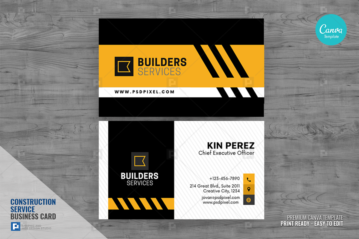 Construction Canva Business Card 16, a Business Card Template by PSDPixel (Photo 1 of 4)