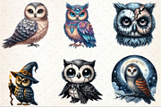 Watercolor Spooky Owls Clipart, an Illustration by Rose Art (Thumbnail 7 of 7)