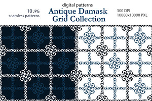 Antique Damask Grid Collection, a Pattern Graphic by L- design studio