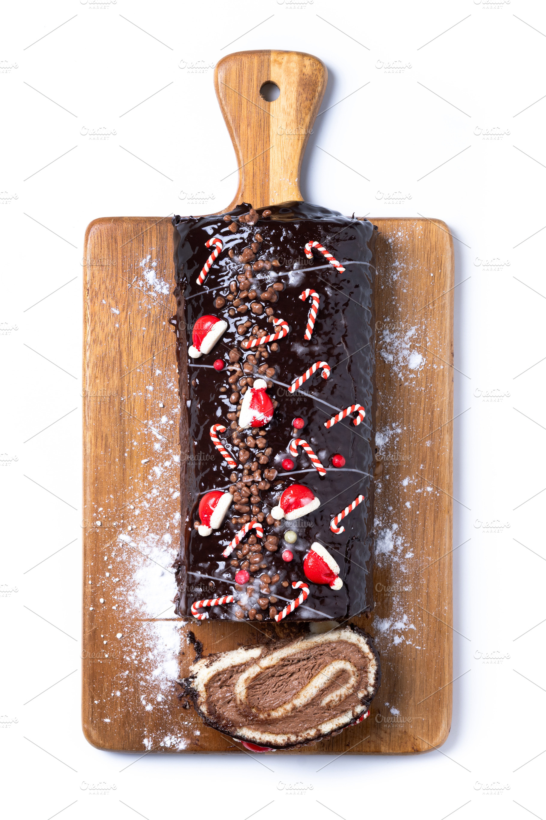 Christmas chocolate yule log cake, a Food & Drink Photo by etorres69