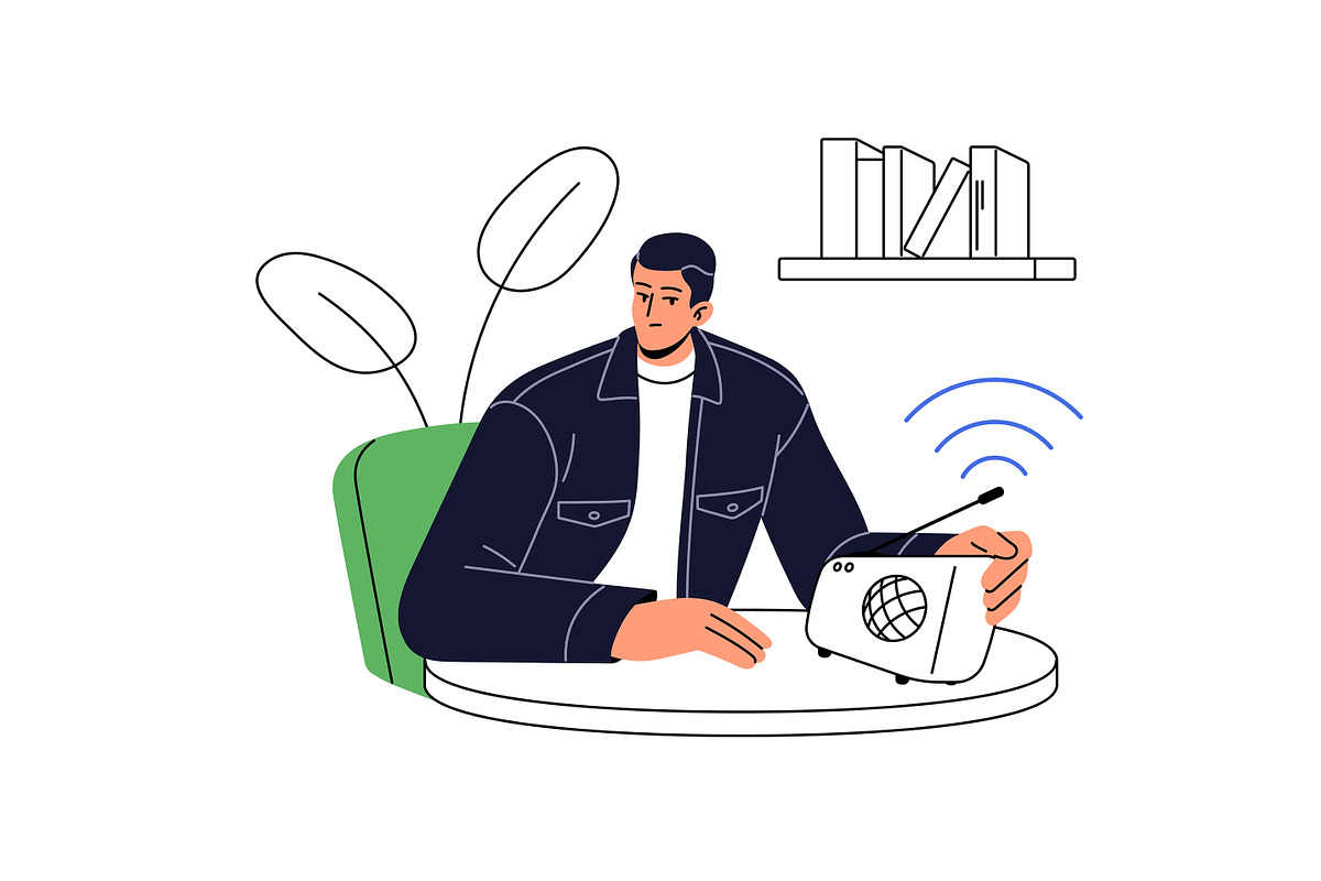 People reading breaking news set, a Person Illustration by PaperTrident (Photo 5 of 6)