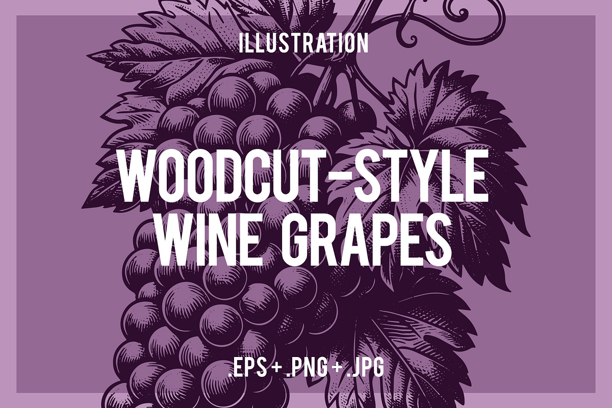Woodcut-Style Wine Grapes, a Food Illustration by Electric Ink (Photo 1 of 2)