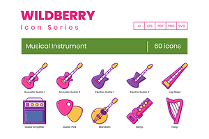 60 Musical Instruments Icons