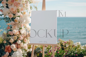 Beach Wedding Sign Mockup Reception