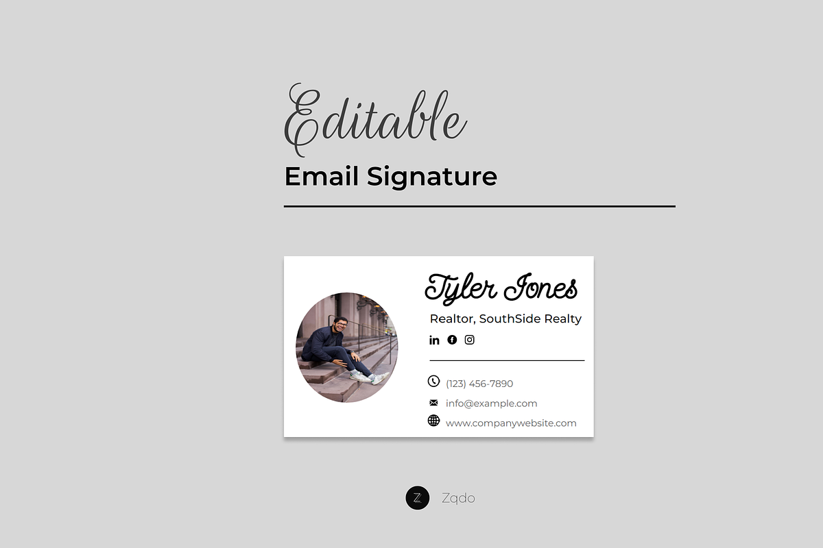 Custom HTML Email Signature Template, an Email Template by Zqdo (Photo 1 of 2)
