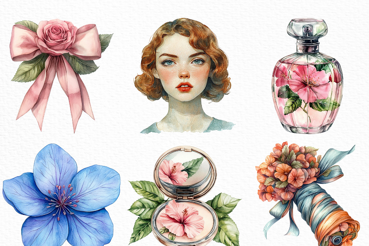Watercolor Vanity Bloom Clipart, an Illustration by Craft Nest (Photo 5 of 6)