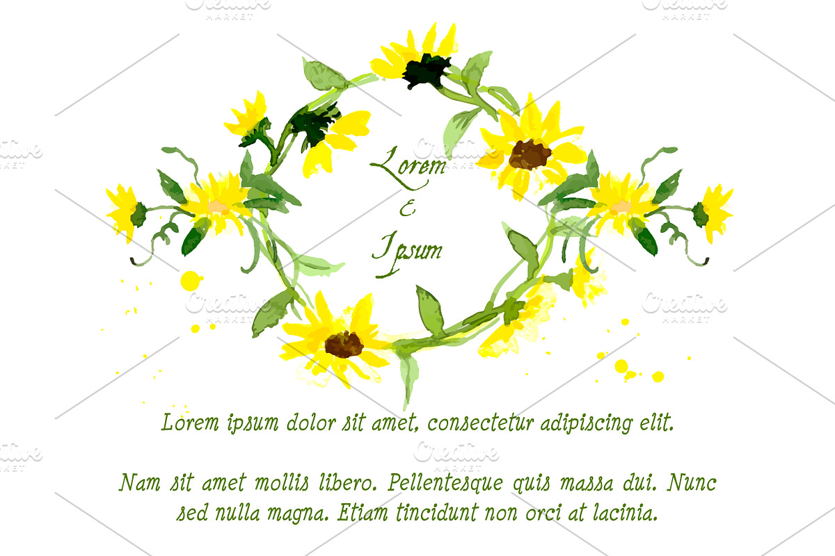№2 Collection Watercolor Sunflowers, a Decorative Illustration by Rasveta (Photo 4 of 4)