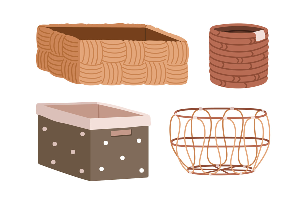 Modern wicker woven baskets set, an Object Illustration by Good Studio (Photo 3 of 7)