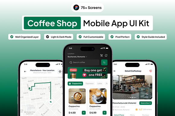 CoffeeQu - Coffee Shop App UI Kit preview 5