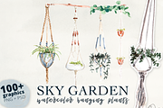 Watercolor Hanging Plant Sky Garden, an Illustration by plaidGecko (Thumbnail 1 of 8)