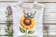 Watercolor Sunflower Butterfly, an Illustration by CraftArtStudio (Thumbnail 3 of 6)