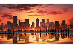 cityscape sunset urban background ai, an Architecture Photo by pikepicture