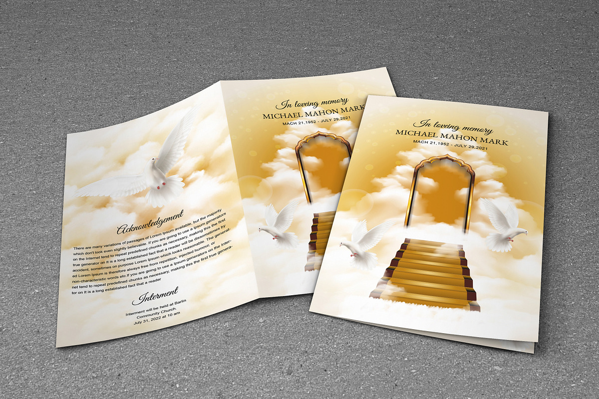 Funeral Program Template HEAVEN GATE, a Brochure Template by Madhabi Studio (Photo 1 of 6)