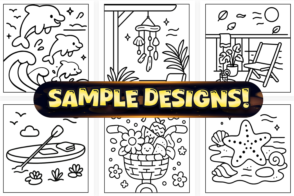 Bold Easy Summer Fun Coloring Page, a Seasonal Illustration by Craftsbeefy (Photo 3 of 4)