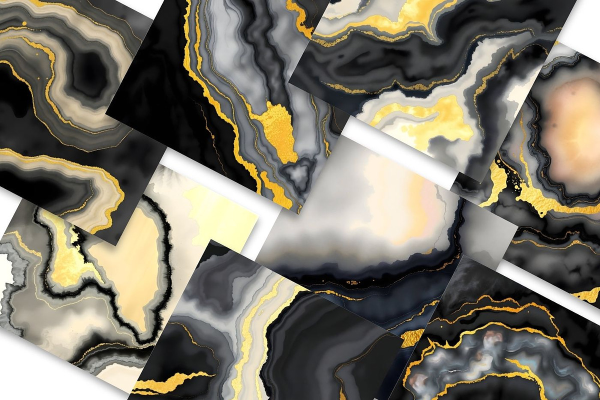 30 Watercolor Black Gold Agate, a Background Graphic by UniqueMe (Photo 3 of 11)