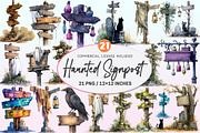Haunted Signpost Clipart., a Graphic by CitraGraphics (Thumbnail 1 of 4)