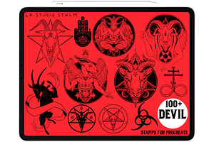 Devil - Procreate Tattoo Stamp Set